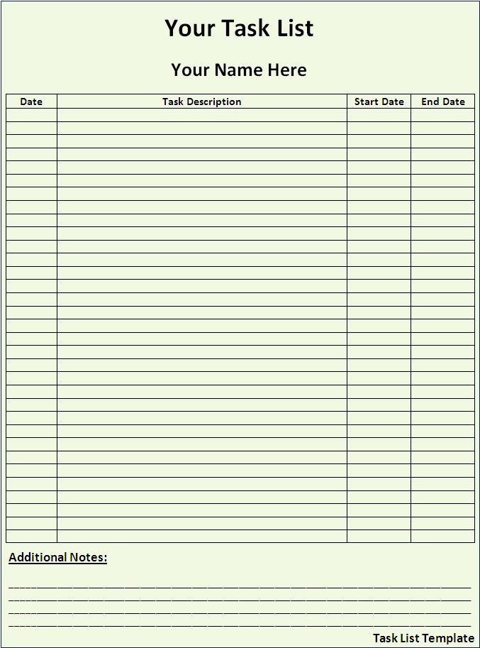 Project Task List Template Awesome List Templates