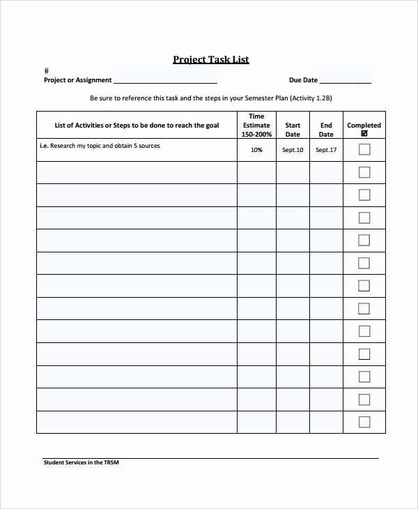 Project Task List Template Luxury Free 7 Sample Project Task List Templates Documents Download In Pdf