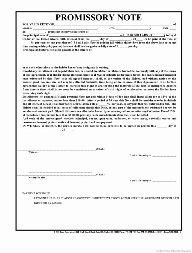 Promissory Note Template Texas Unique Notarized Document Sample Free Download Aashe