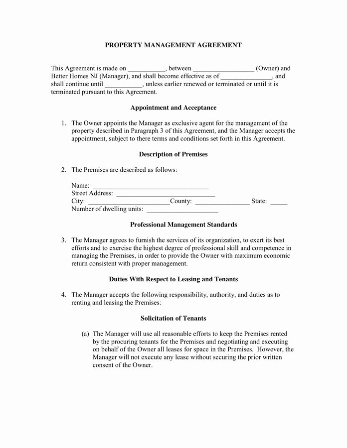 Property Management Agreement Pdf Best Of Property Management Contract Agreement Exclusive Property Management Agreement In Word and Pdf