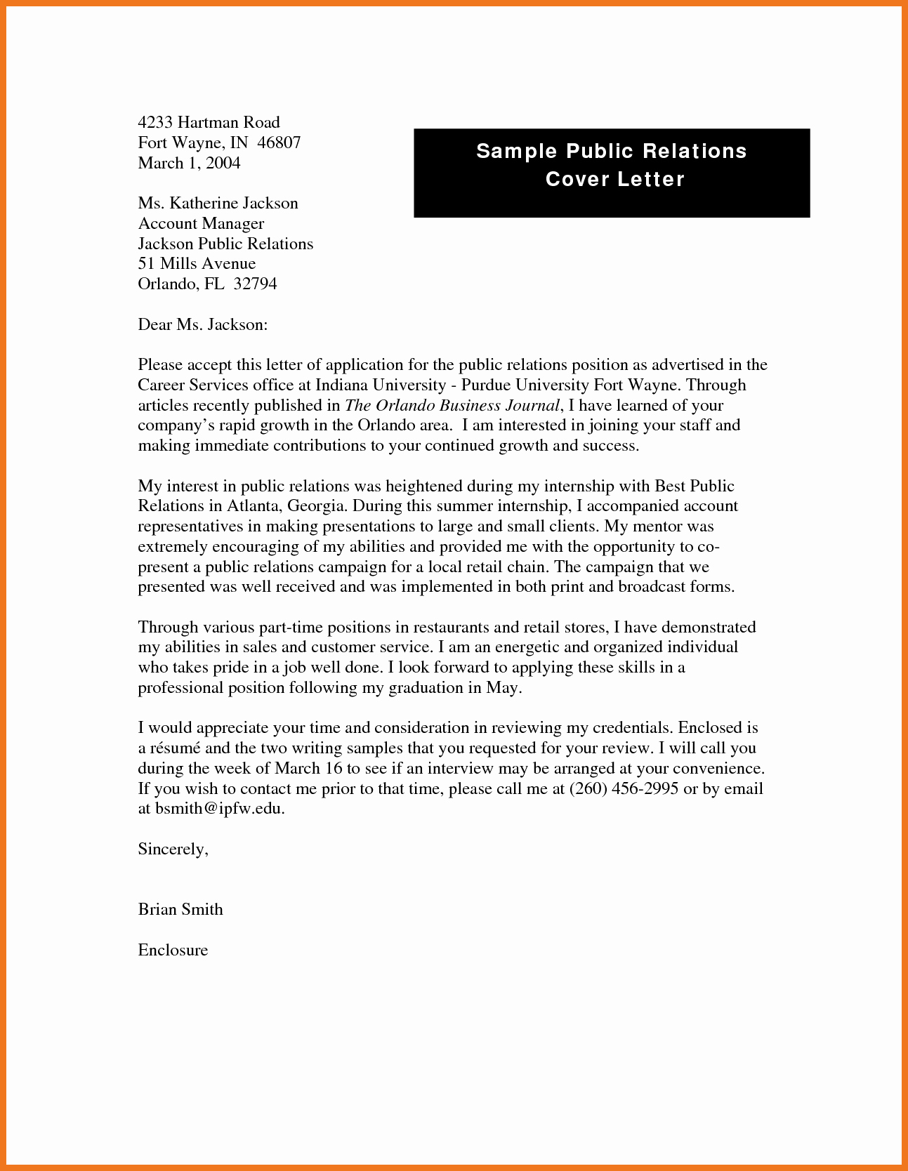 Public Relations Proposal Sample Beautiful 6 7 Public Relations Cover Letter