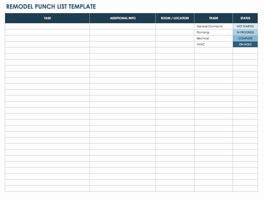 Punch List Template Excel Beautiful Free Punch List Templates
