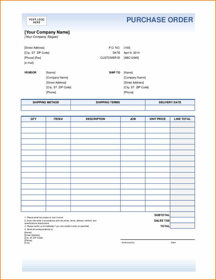 Purchase order Tracking Excel Unique 6 Excel Purchase order Template