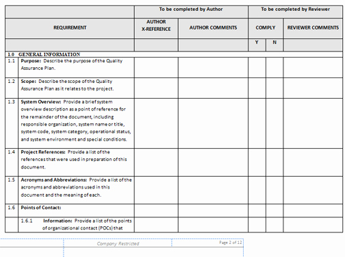 Quality assurance Plan Template New Quality assurance Template Excel