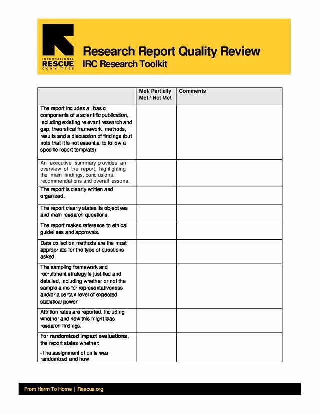 Quality assurance Reports Template Elegant Research Report Quality assurance Checklist