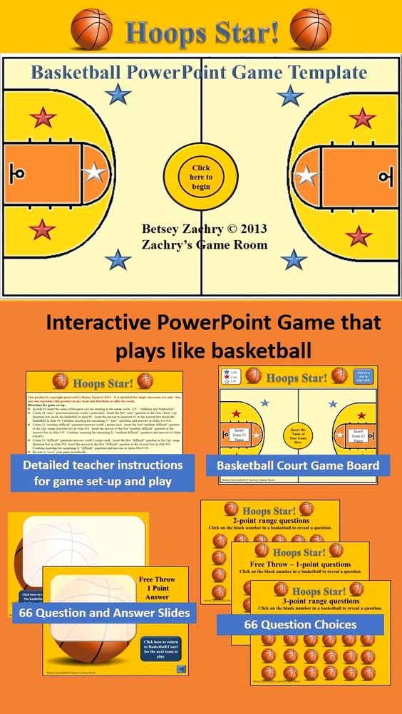 Questions and Answers Template Beautiful Hoops Star Basketball Powerpoint Game Template