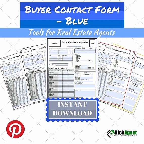 Real Estate Client Information Sheet Unique Buyer Contact form Blue Real Estate forms