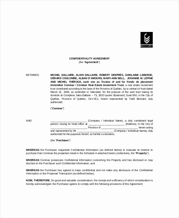 Real Estate Confidentiality Agreement Fresh 10 Client Confidentiality Agreement Examples Pdf Word