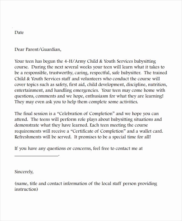 Recommendation Letter for Babysitter Elegant 8 Babysitter Reference Letter Templates Free Sample Example format