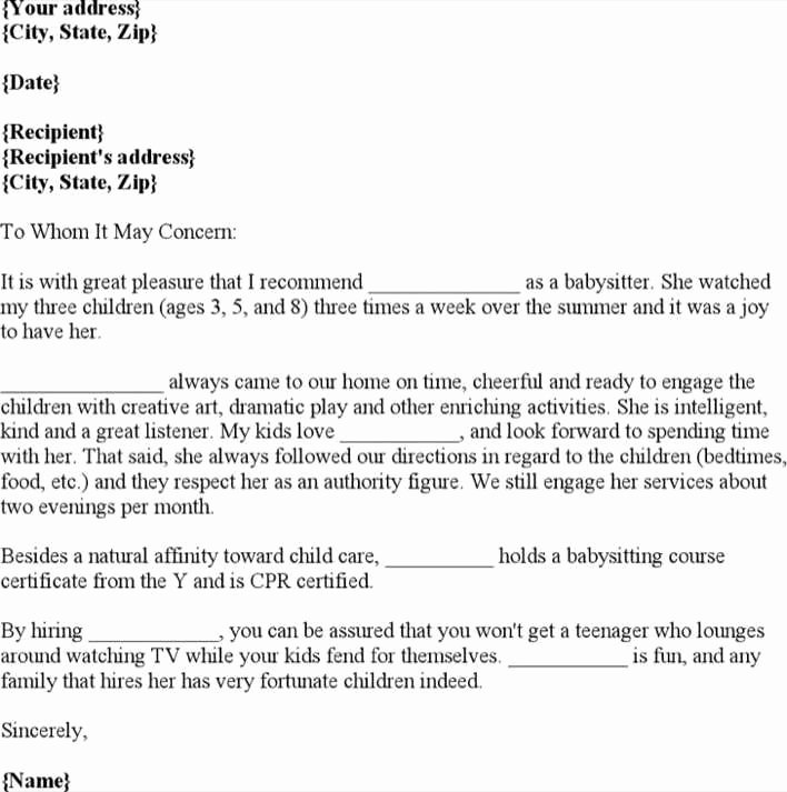 Reference Letter for Baby Sitter Beautiful Download Babysitter Reference Letter for Colleague for Free Tidytemplates