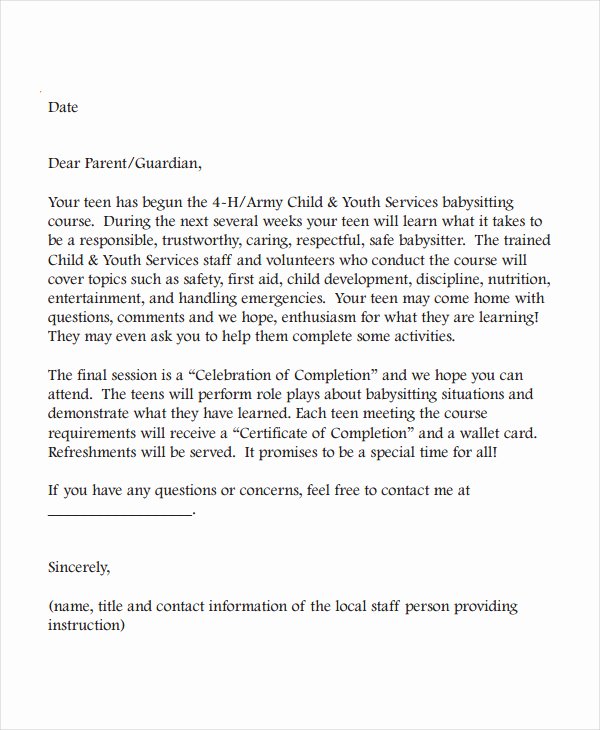 Reference Letter for Baby Sitter New Letter Re Mendation for Babysitter