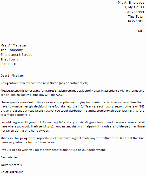 Registered Nurse Resignation Letter Best Of Rn Resignation Letter