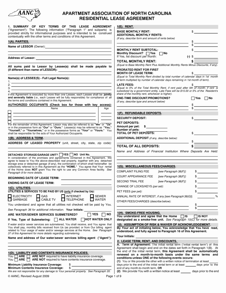 Rental Application form Nc Elegant Free north Carolina Rental Lease Agreements
