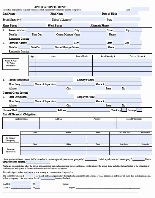 Rental Application form Nc Fresh Printable Sample Free Rental Application form form