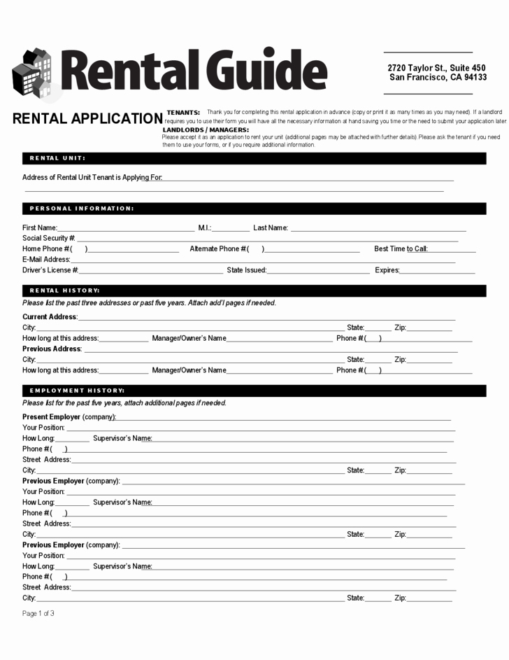 Rental Application form Nc Fresh Rental Application form California Free Download