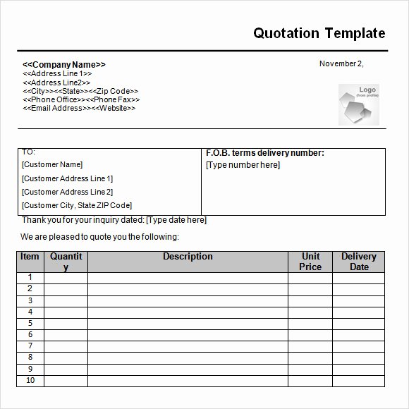 Request for Quote Template Excel Best Of Free 52 Quotation Templates In Google Docs Ms Word Pages