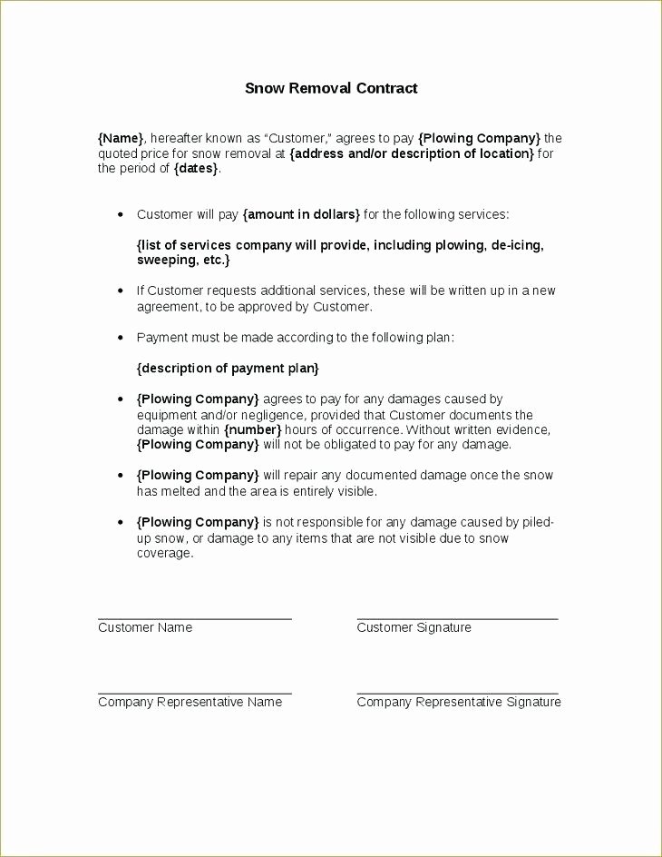 Residential Snow Removal Contract Template Awesome Snow Plow Contract Template 2199