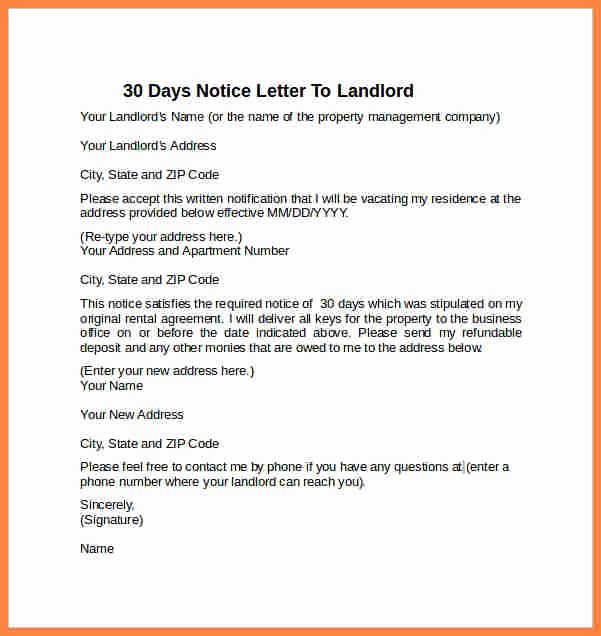 6 example of a 30 day notice
