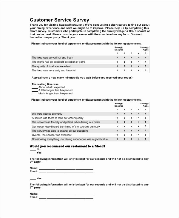 Restaurant Customer Satisfaction Survey Beautiful Sample Customer Survey 12 Documents In Word Excel Pdf