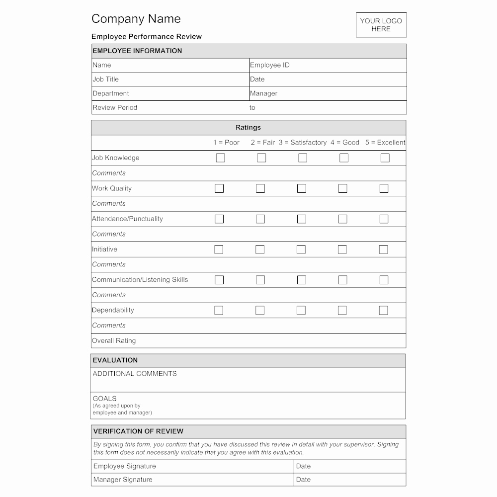 Restaurant Employee Evaluation form Elegant Employee Evaluation form Template
