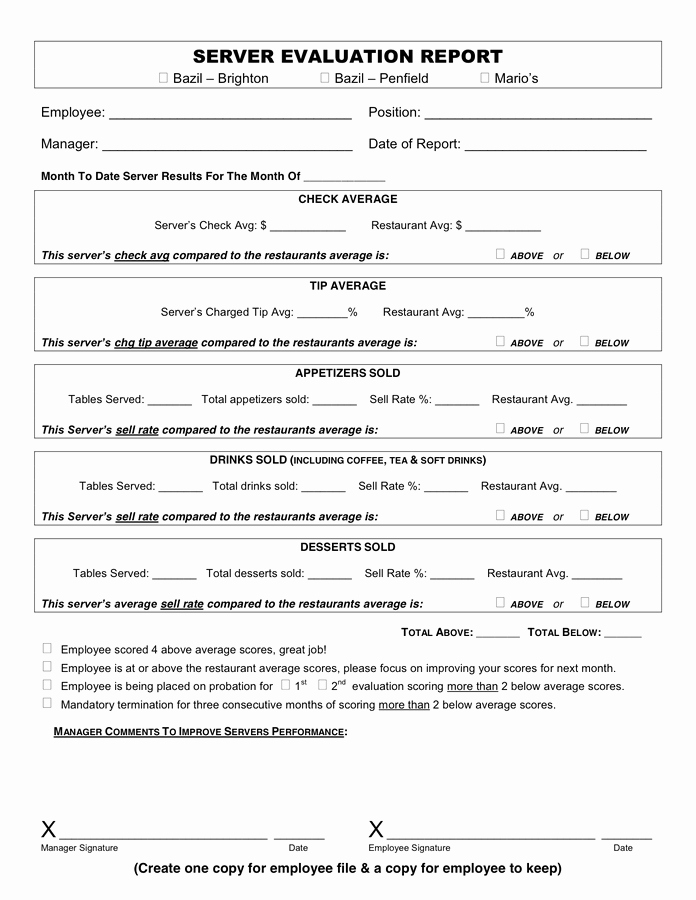 Restaurant Employee Evaluation forms Beautiful Image Result for Employee Evaluation form Restaurant Deckhouse In 2019
