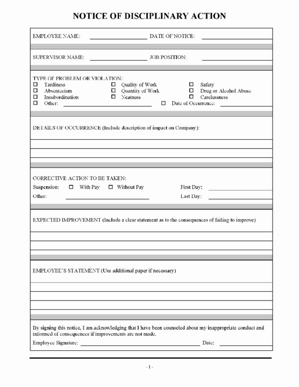Restaurant Employee Evaluation forms Inspirational Free Employee Write Up Template 1 Legal forms Employee Restaurant