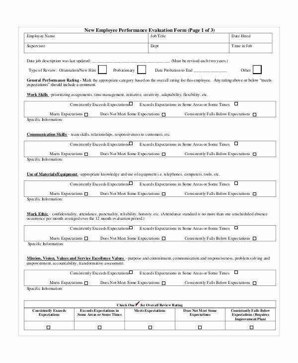 Restaurant Employee Evaluation forms Lovely Sample Employee Evaluation form 7 Documents In Word Pdf