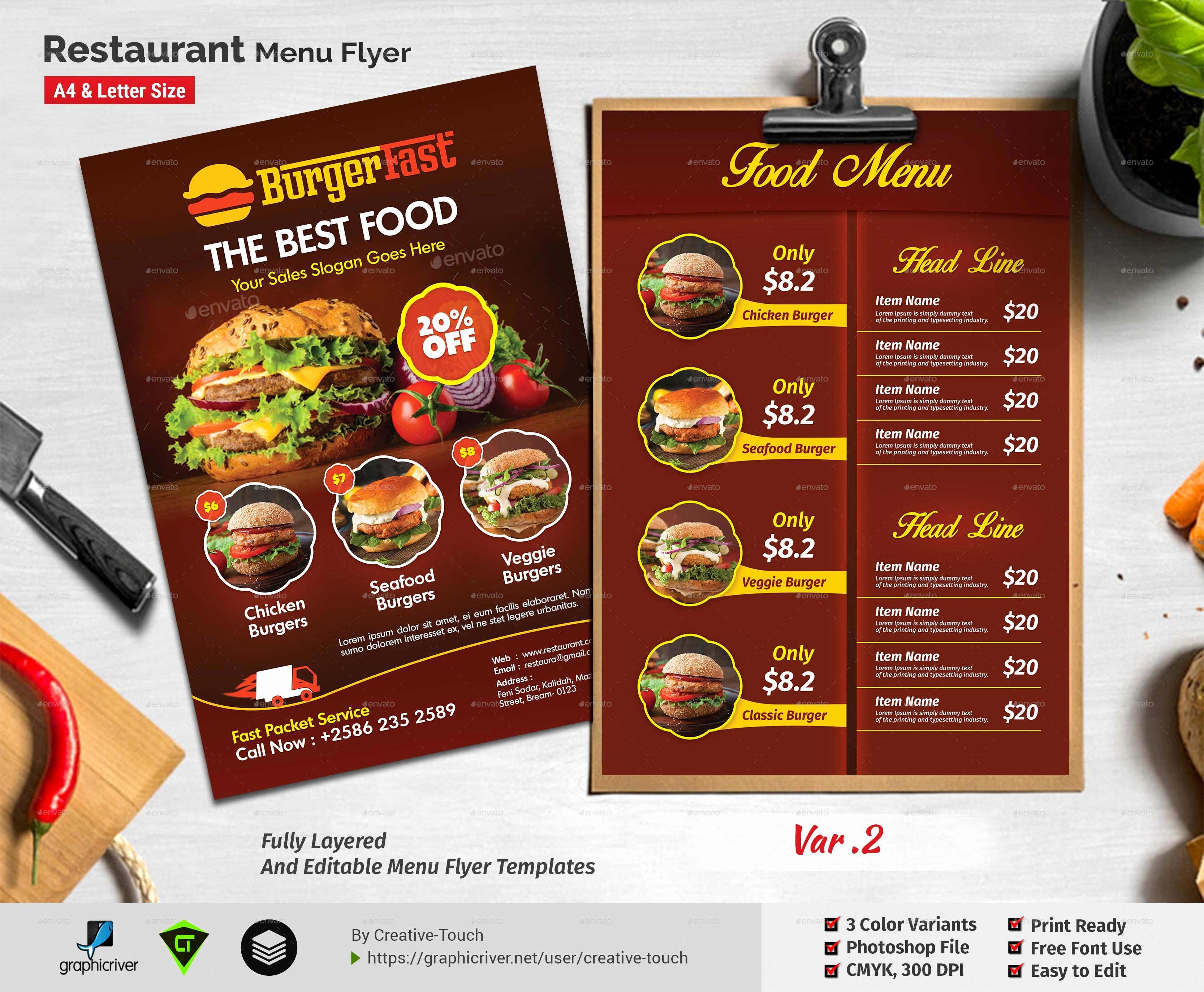 Restaurant Flyers Templates Free Fresh Restaurant Menu Flyer by Creative touch