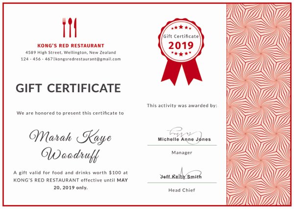 Restaurant Gift Certificates Templates Luxury 10 Restaurant Gift Certificate Templates Doc Psd Eps