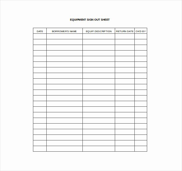 Restroom Sign Out Sheet Elegant 19 Sign Out Sheet Templates Free Sample Example format Download