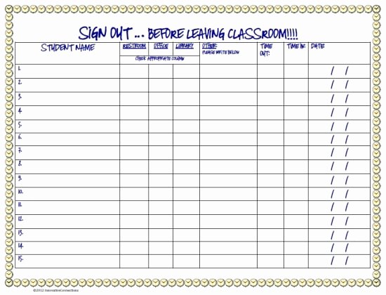 Restroom Sign Out Sheet New Simple Classroom Management Procedure Ideas Leaving the Room Teach Junkie
