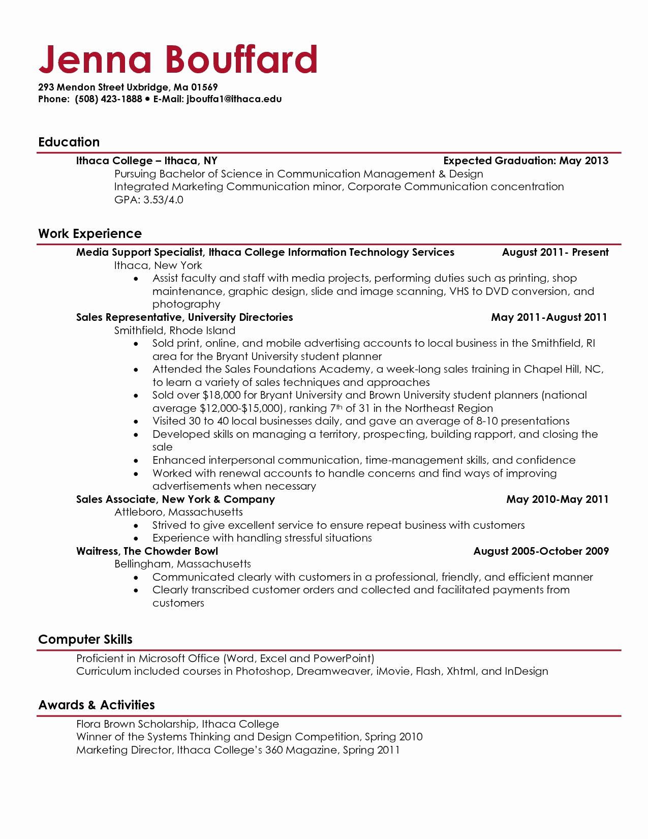 Resume for College Freshmen Inspirational College Student Resume Examples
