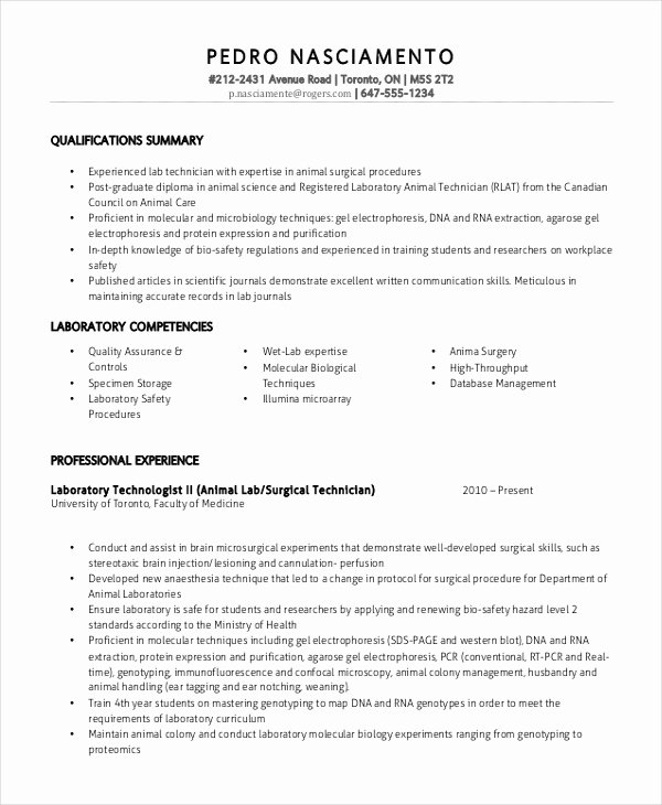 Resume for Lab Technician Unique Resume for Lab Technician Resume Sample