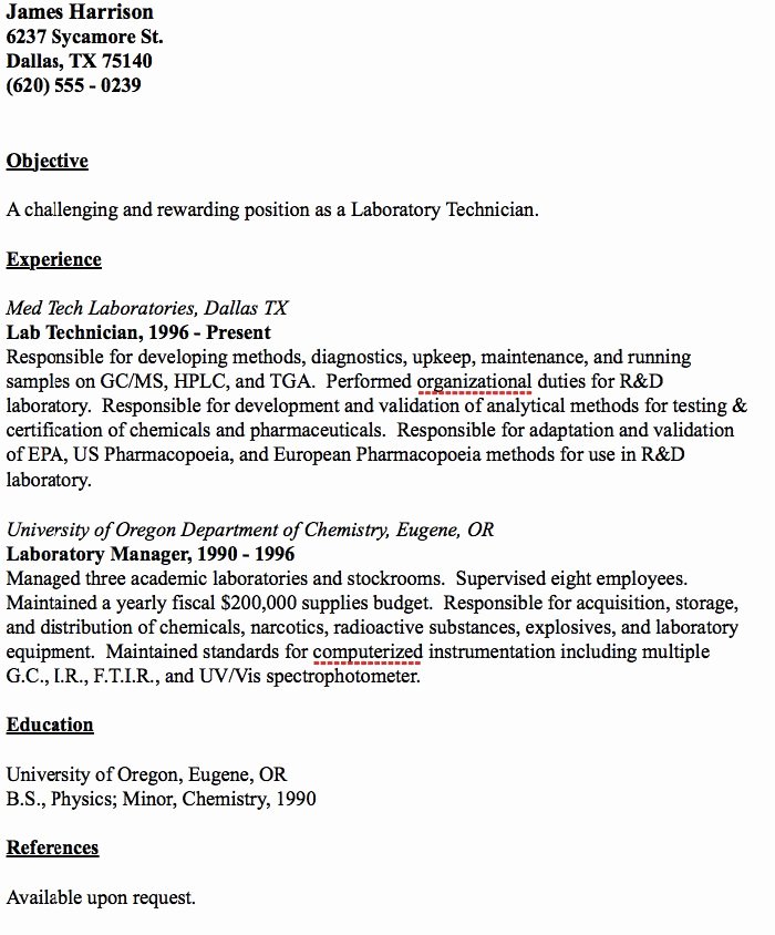 Resume for Laboratory Technician Best Of Pin by Ririn Nazza On Free Resume Sample