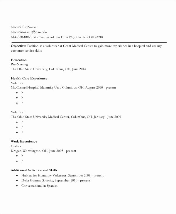 Resume for Nursing Student Fresh Sample Nursing Student Resume 8 Examples In Word Pdf