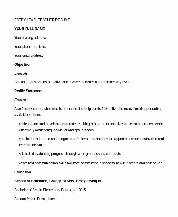 Resume for Substitute Teacher Fresh Entry Level Substitute Teacher Resume without Adventure Cover Letters