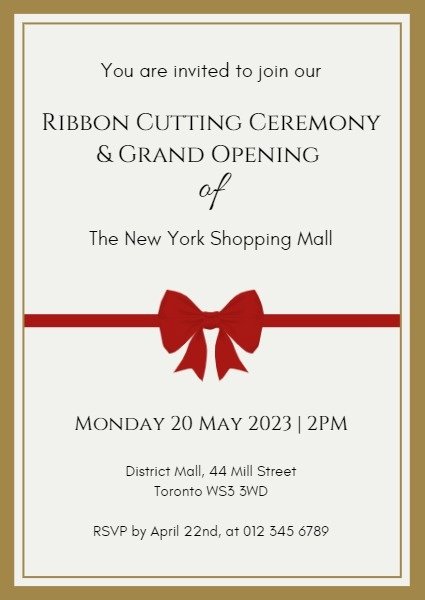 Ribbon Cutting Invitation Template Awesome Line Simple Paper Ribbon Cutting Invitation Invitation Template