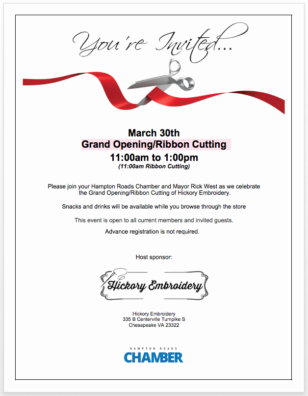 Ribbon Cutting Invitation Template Best Of Ribbon Cutting Member News News Hampton Roads Chamber