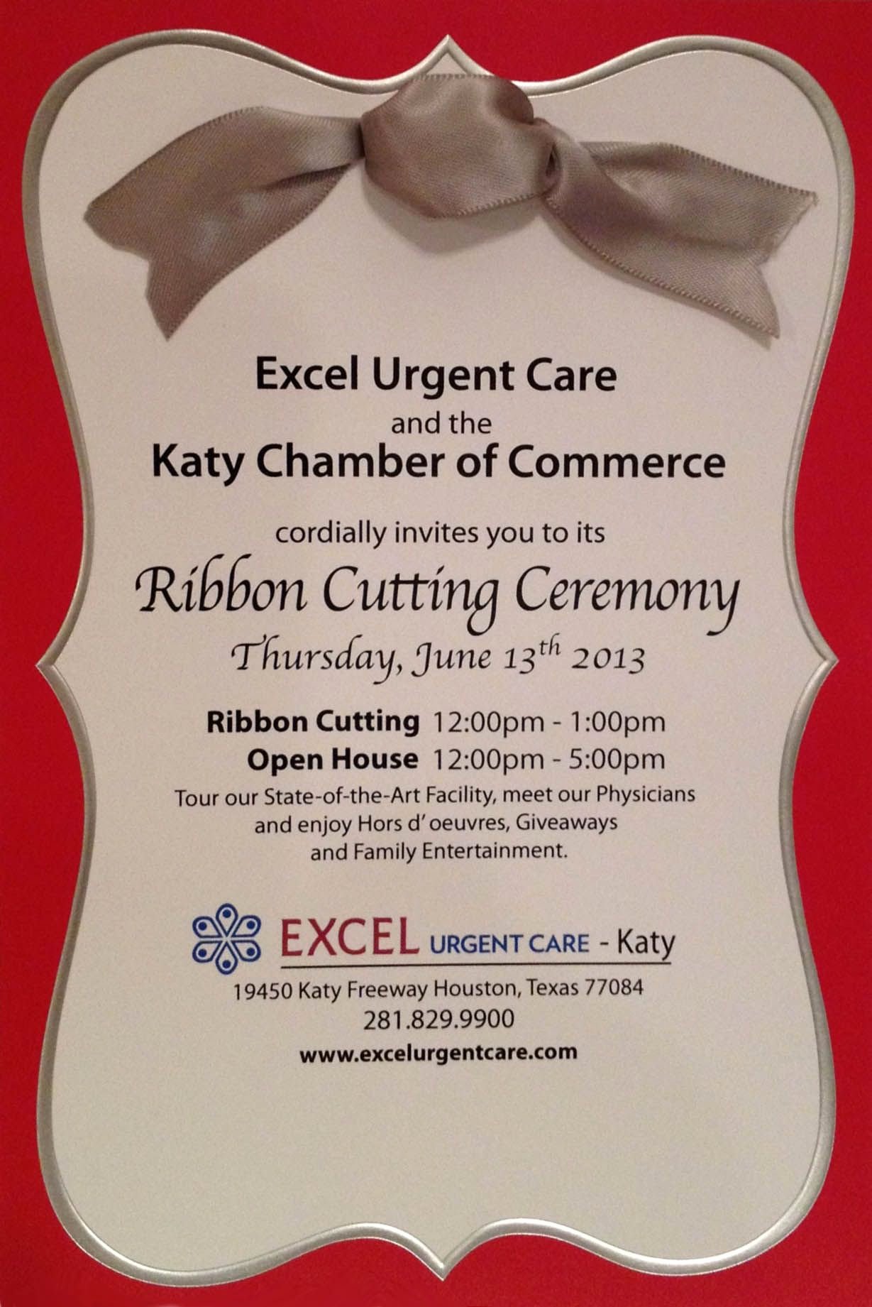Ribbon Cutting Invitation Template New You Re Cordially Invited to Excel Urgent Care 3rd Location Ribbon Cutting Ceremony Locatied In