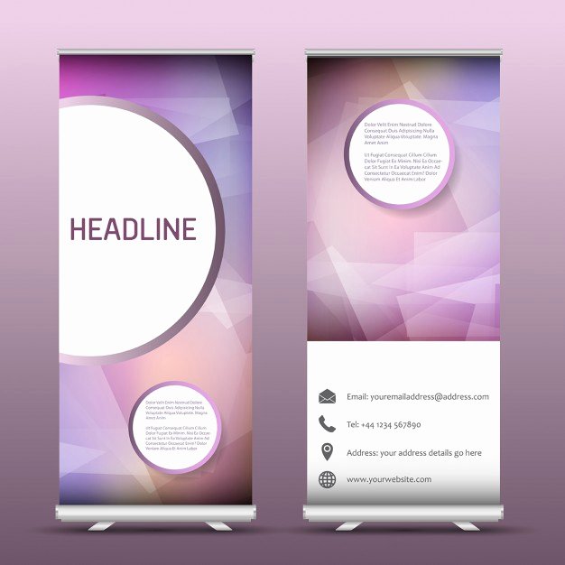 two advertising roll up banners with an abstract design