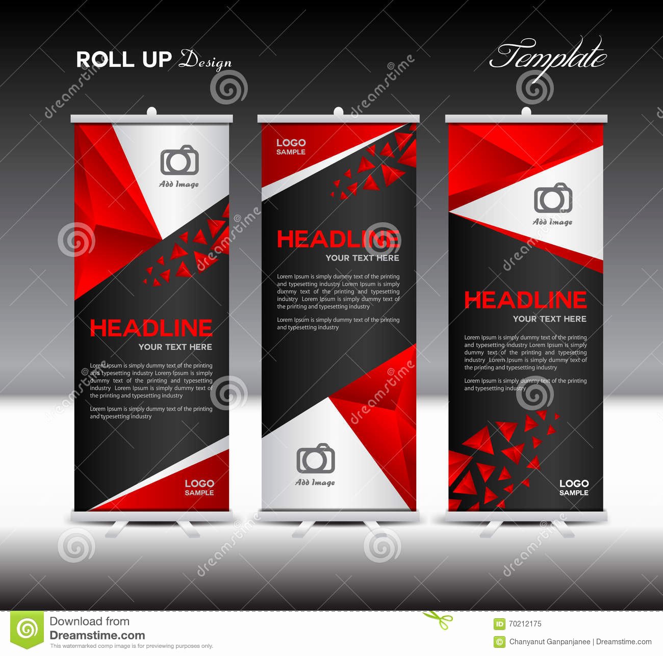Roll Up Banners Template Luxury Red Roll Up Banner Template Vector Illustration Banner