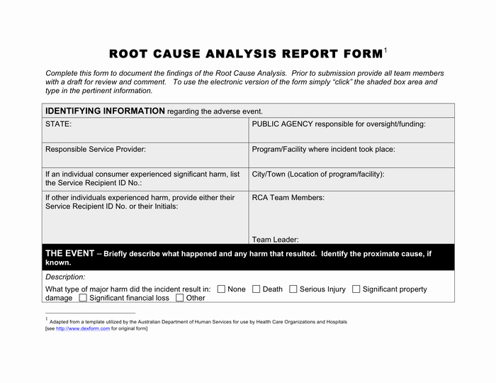 Root Cause Analysis Example Report Luxury Root Cause Analysis Report form In Word and Pdf formats