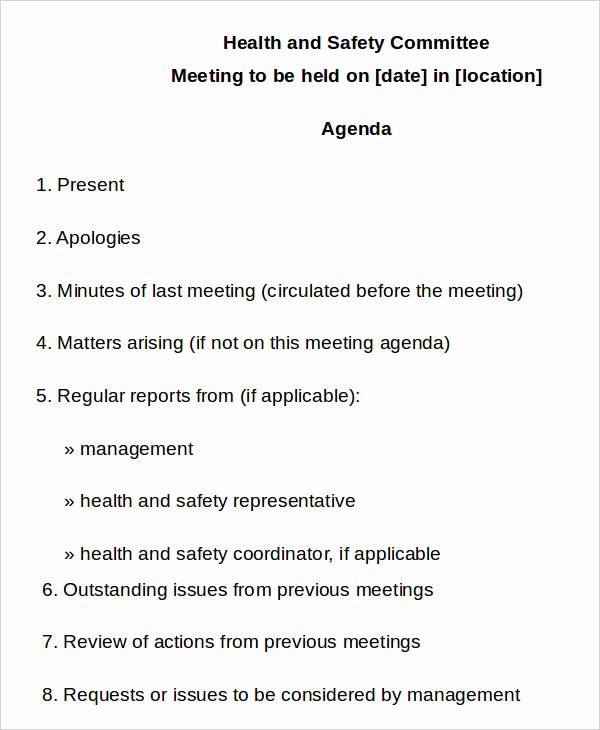 Safety Meeting Minutes Template Awesome 10 Safety Agenda Templates Free Sample Example format
