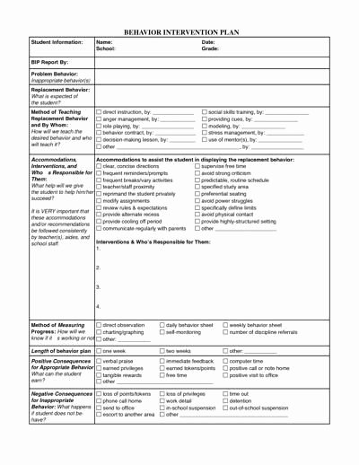 Safety Plan Template for Students Awesome Behavior Intervention Plan Template Daycare
