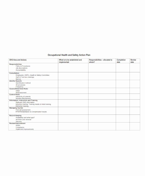 Safety Plan Template for Students Elegant 15 Health and Safety Action Plan Templates Pdf Google