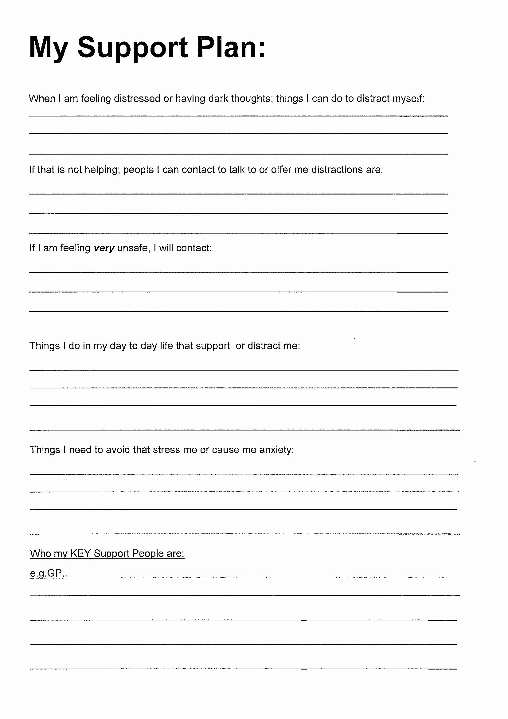 Safety Plan Template for Students Elegant Mental Health Safety Plan Template
