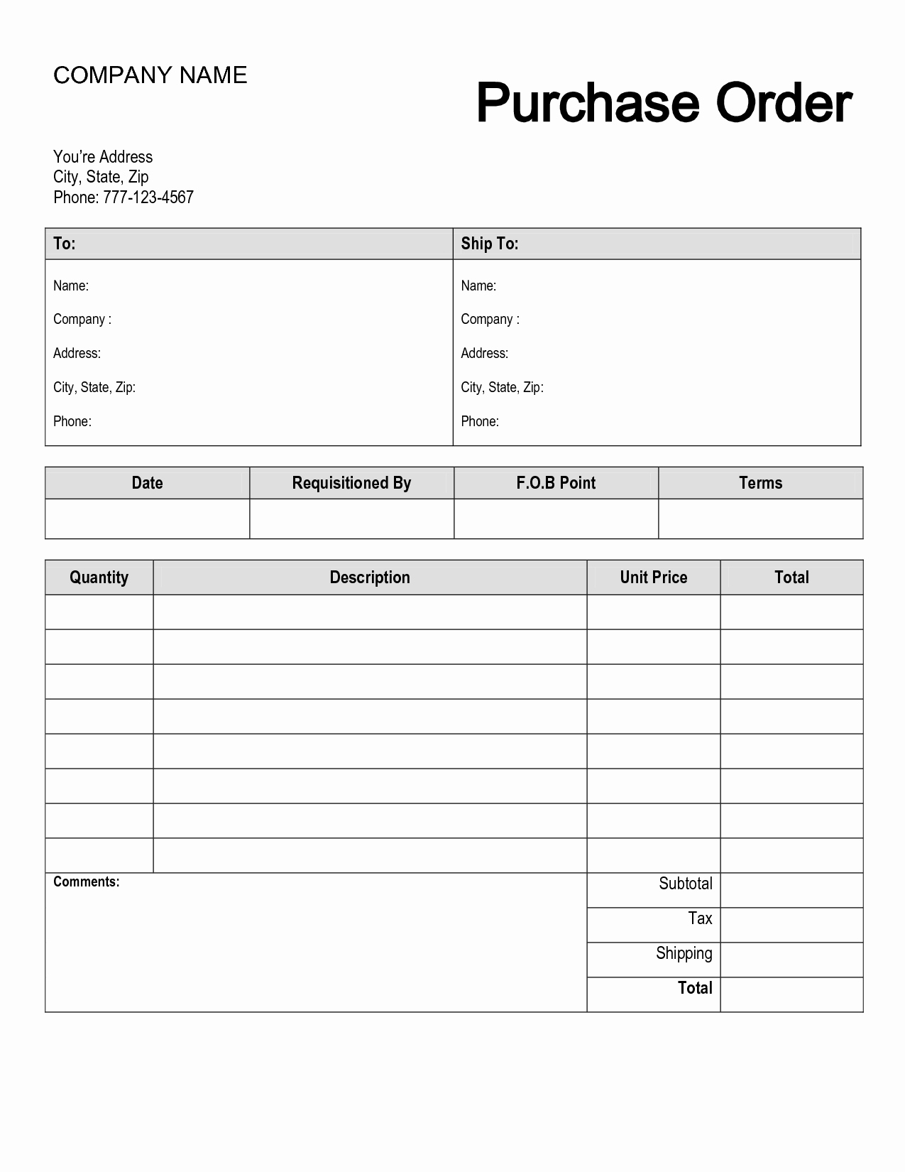 Sale order form Template Awesome Free Printable Purchase order form Purchase order