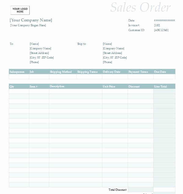 Sale order form Template Awesome Sales order with Simple Blue Design Excel format