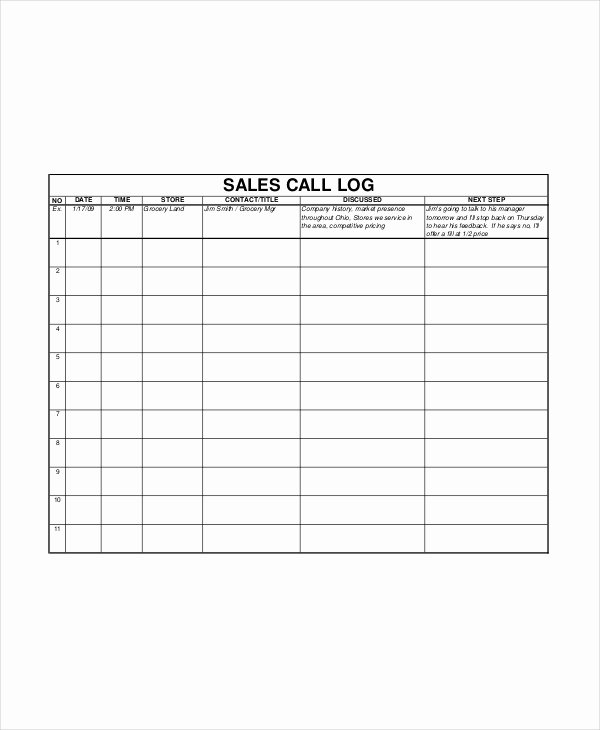Sales Call Log Template Inspirational Sales Log Template 5 Free Word Documents Download