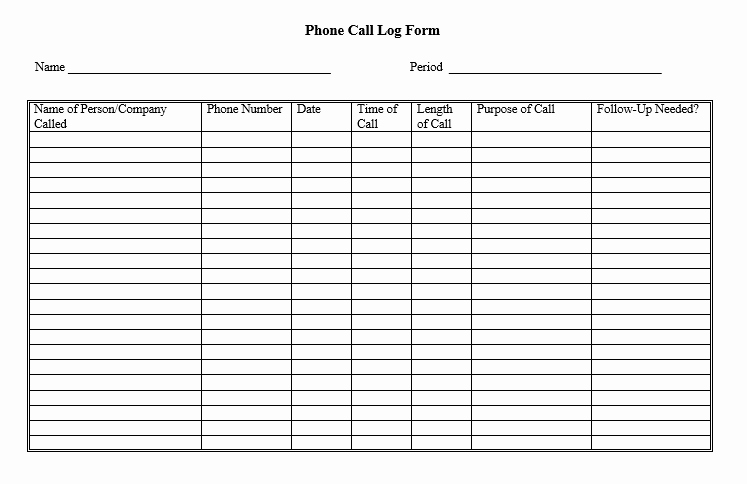 Sales Call Log Template New Sales Call List Templates 5 Free Templates